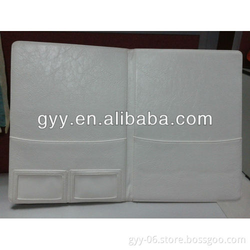 Pure white color PU leather document folder